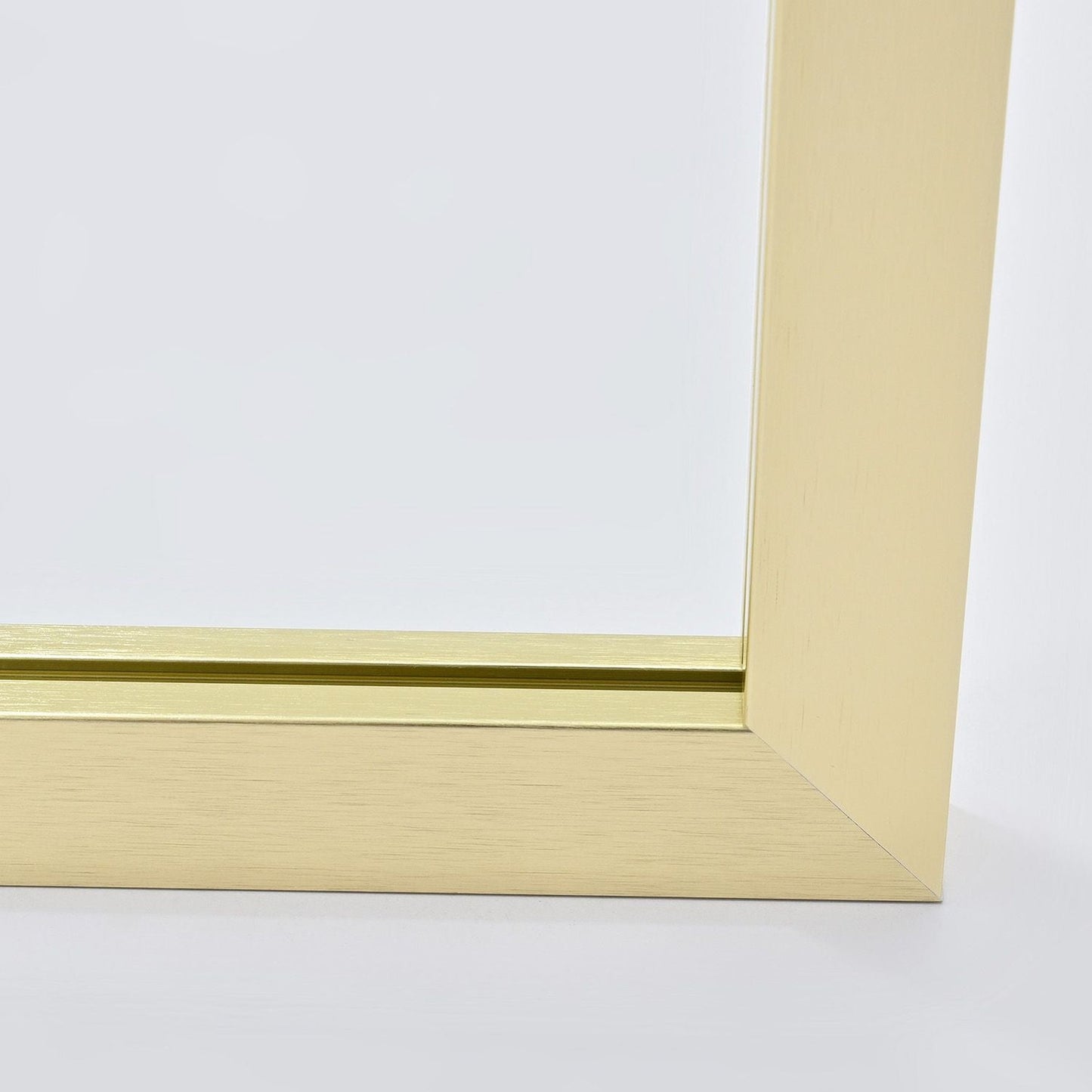 Vinnova Arcos 34" x 74" Framed Fixed Glass Panel in Brushed Gold Finish