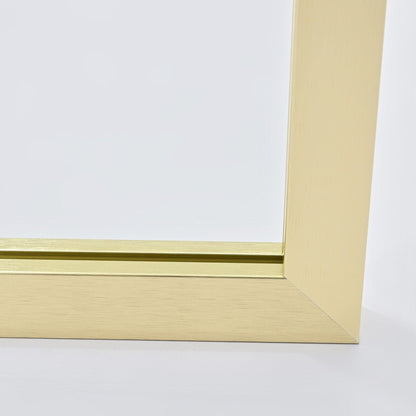 Vinnova Arcos 34" x 74" Framed Fixed Glass Panel in Brushed Gold Finish