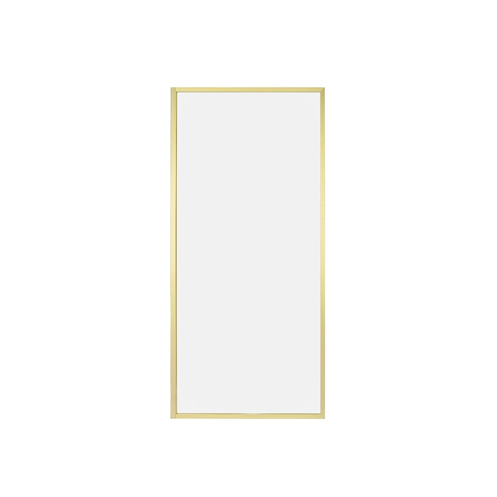 Vinnova Arcos 34" x 74" Framed Fixed Glass Panel in Brushed Gold Finish