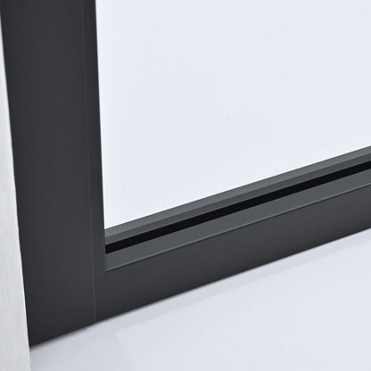 Vinnova Arcos 34" x 74" Framed Fixed Glass Panel in Matte Black Finish