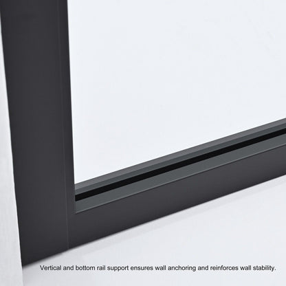 Vinnova Arcos 34" x 74" Framed Fixed Glass Panel in Matte Black Finish