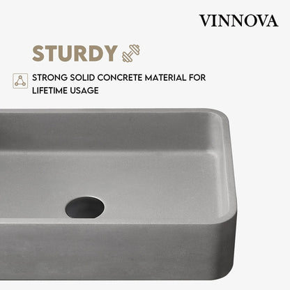 Vinnova Avila 20" Grey Concrete Rectangular Vessel Bathroom Sink