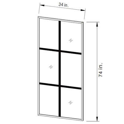 Vinnova Azpeitia 34" x 74" Framed Fixed Glass Panel in Matte Black Finish