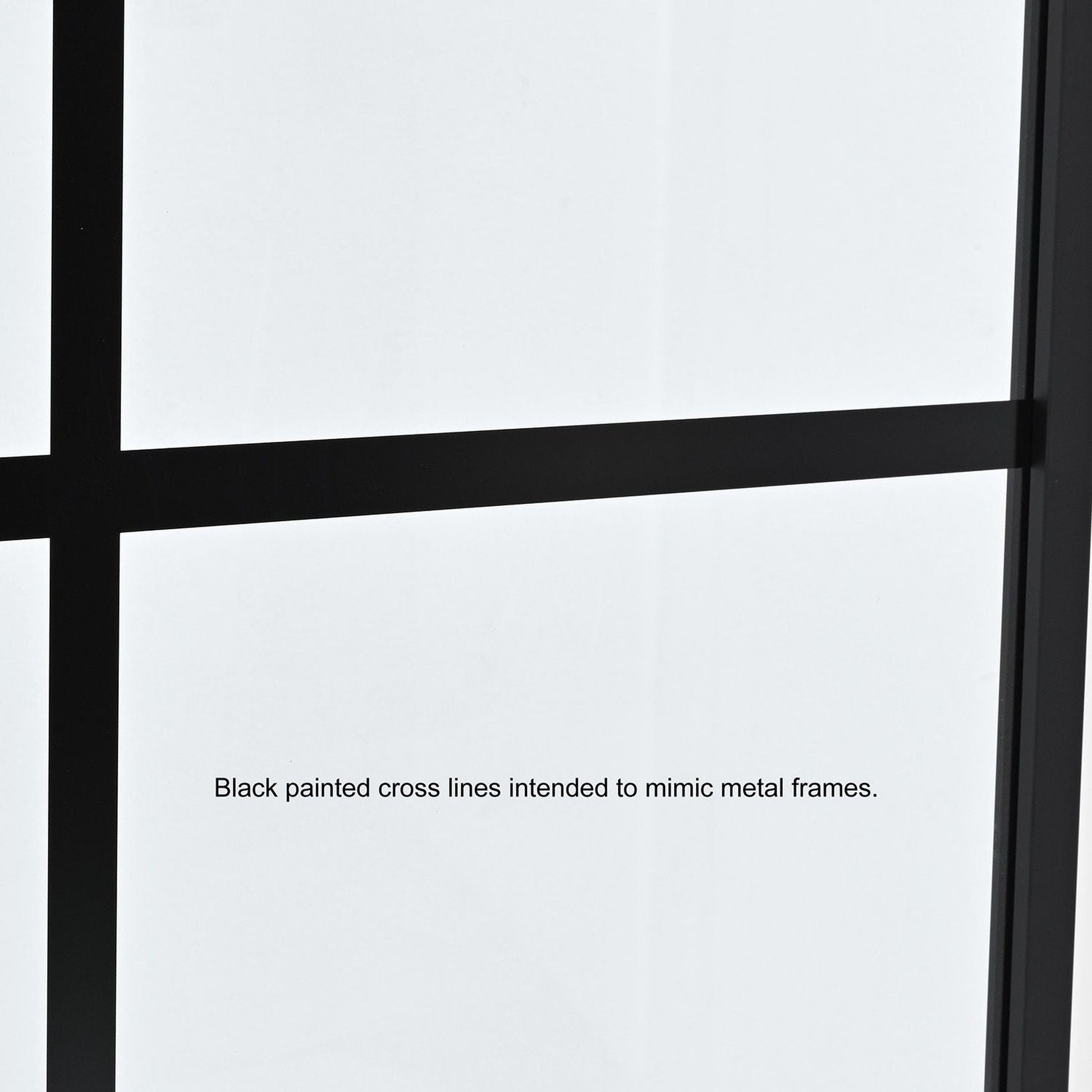 Vinnova Azpeitia 34" x 74" Framed Fixed Glass Panel in Matte Black Finish