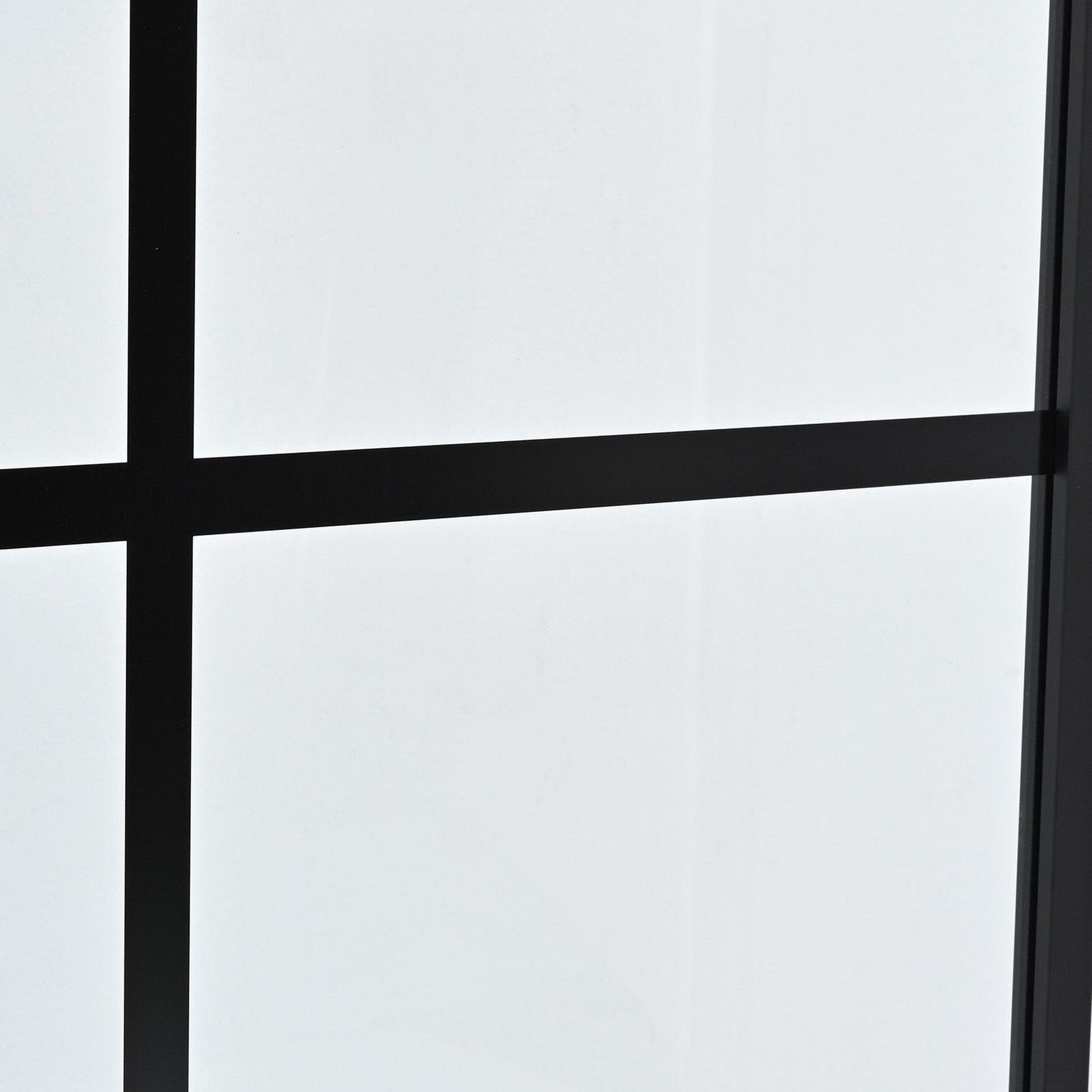 Vinnova Azpeitia 34" x 74" Framed Fixed Glass Panel in Matte Black Finish