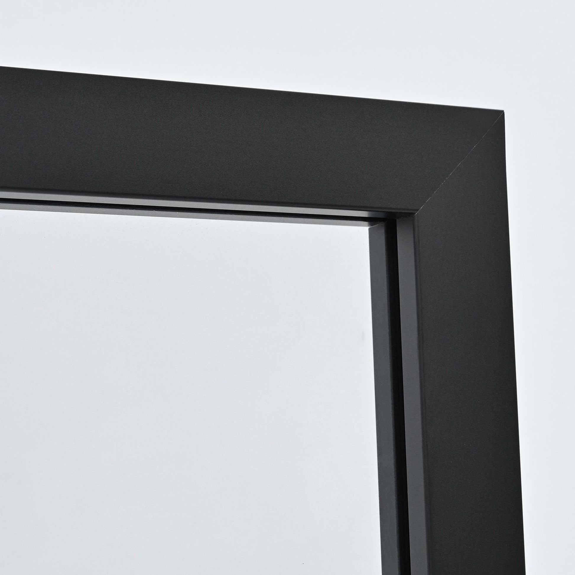 Vinnova Azpeitia 34" x 74" Framed Fixed Glass Panel in Matte Black Finish