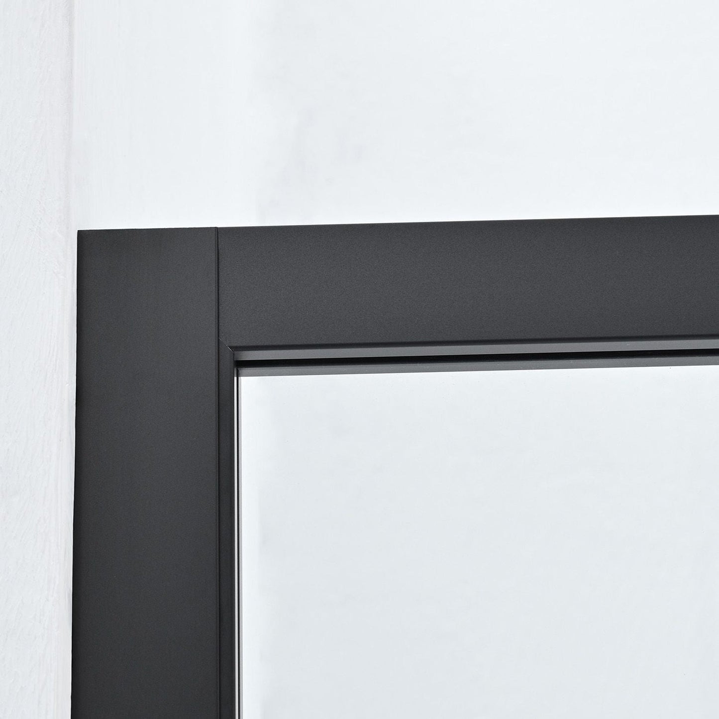 Vinnova Azpeitia 34" x 74" Framed Fixed Glass Panel in Matte Black Finish