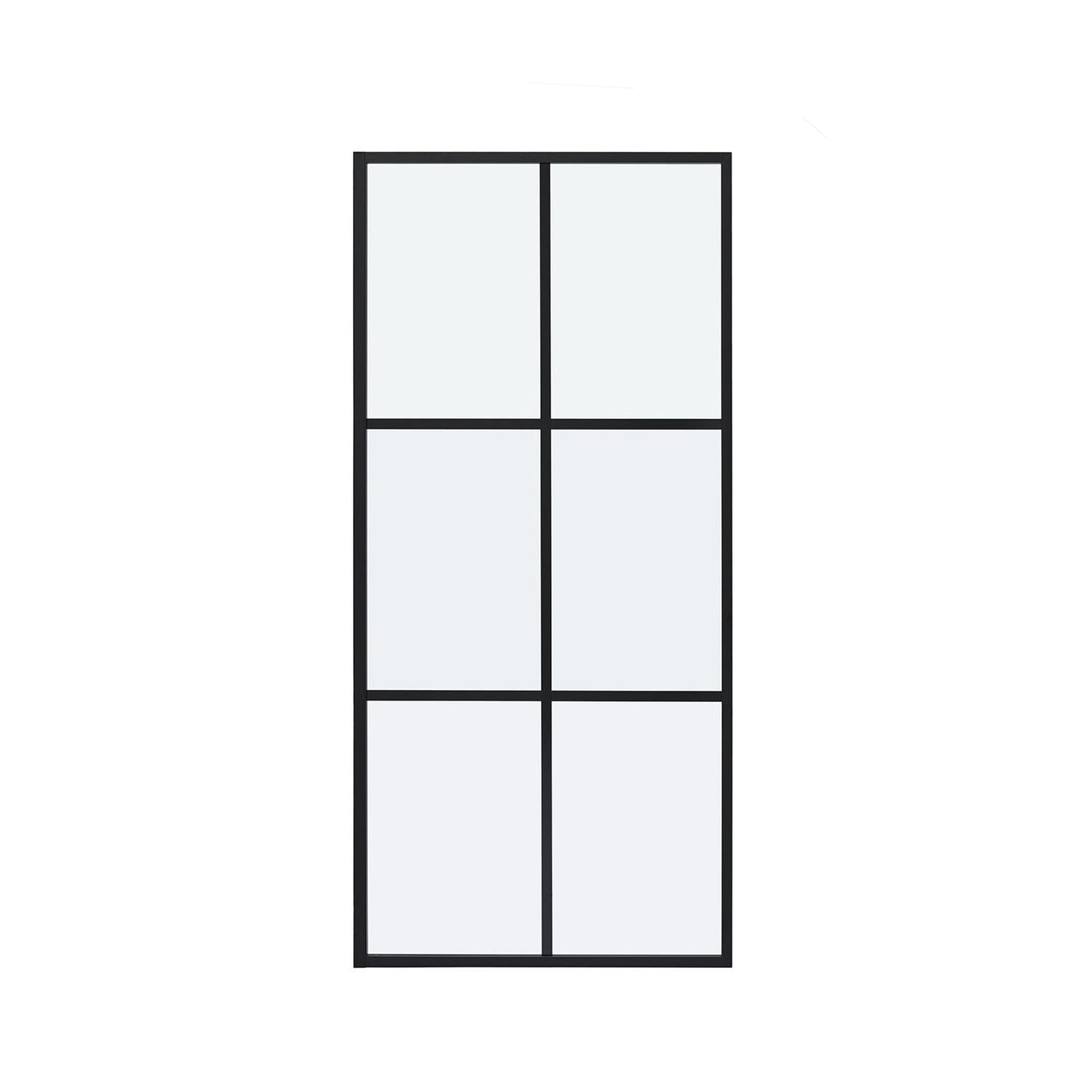 Vinnova Azpeitia 34" x 74" Framed Fixed Glass Panel in Matte Black Finish