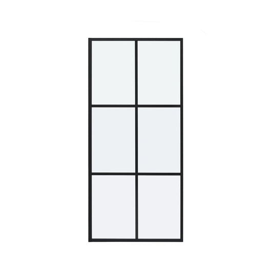 Vinnova Azpeitia 34" x 74" Framed Fixed Glass Panel in Matte Black Finish