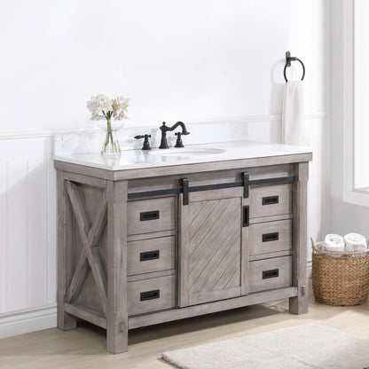 Vinnova Cortes 48" Single Sink Bath Vanity In Classical Grey Finish With White Composite Countertop