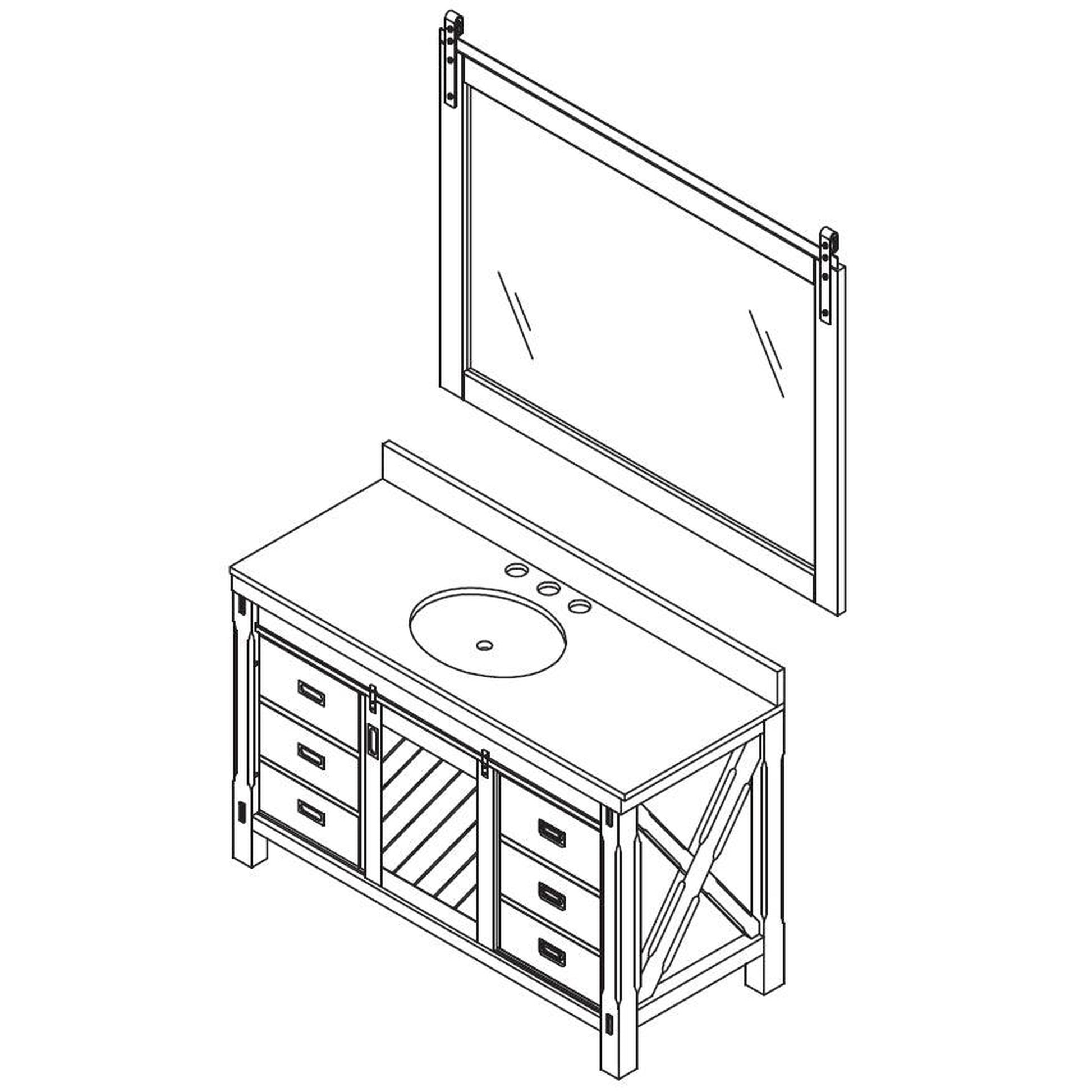 Vinnova Cortes 48" Single Sink Bath Vanity In Classical Grey Finish With White Composite Countertop And Mirror