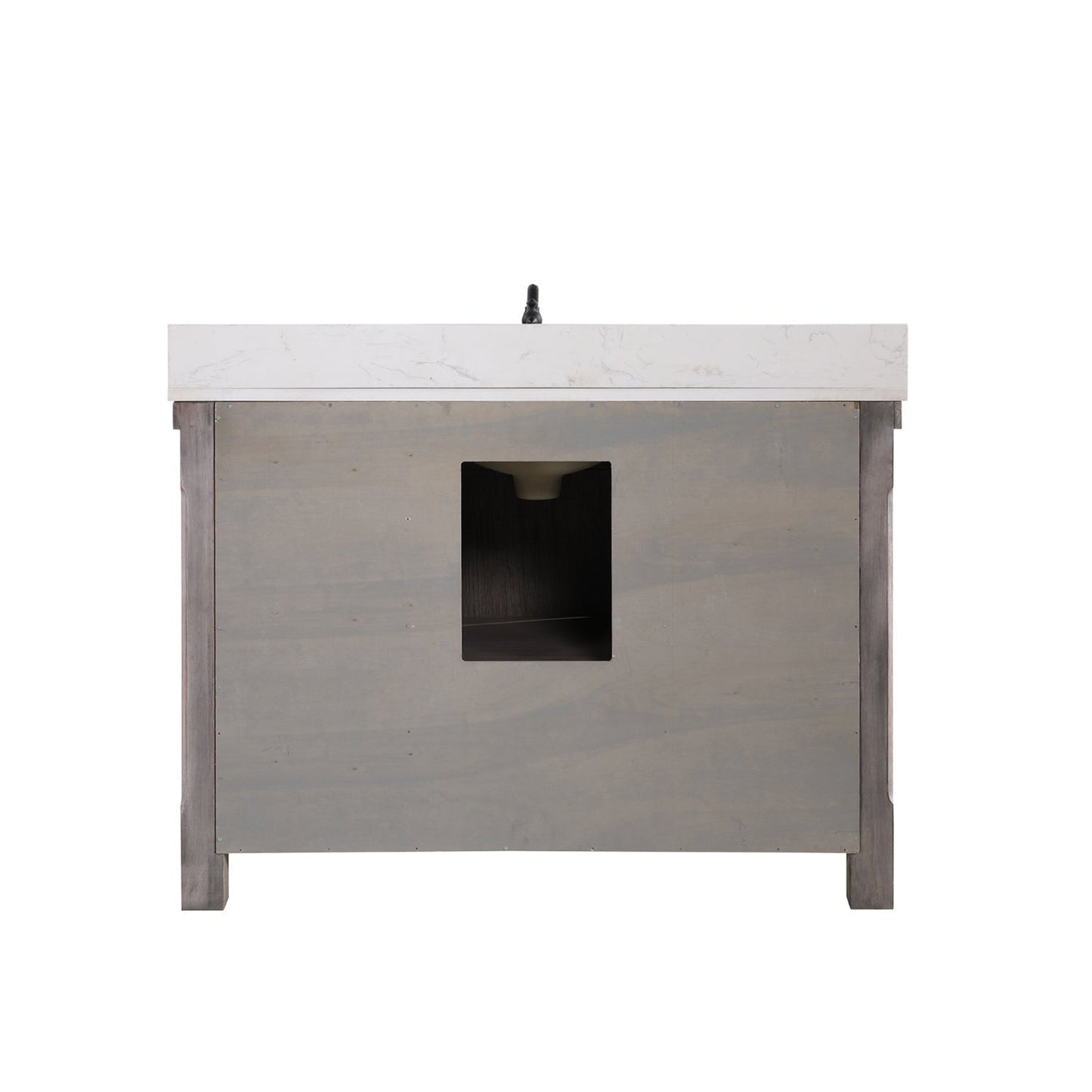 Vinnova Cortes 48" Single Sink Bath Vanity In Classical Grey Finish With White Composite Countertop And Mirror
