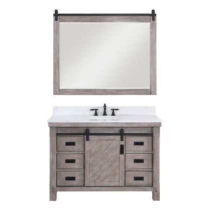 Vinnova Cortes 48" Single Sink Bath Vanity In Classical Grey Finish With White Composite Countertop And Mirror