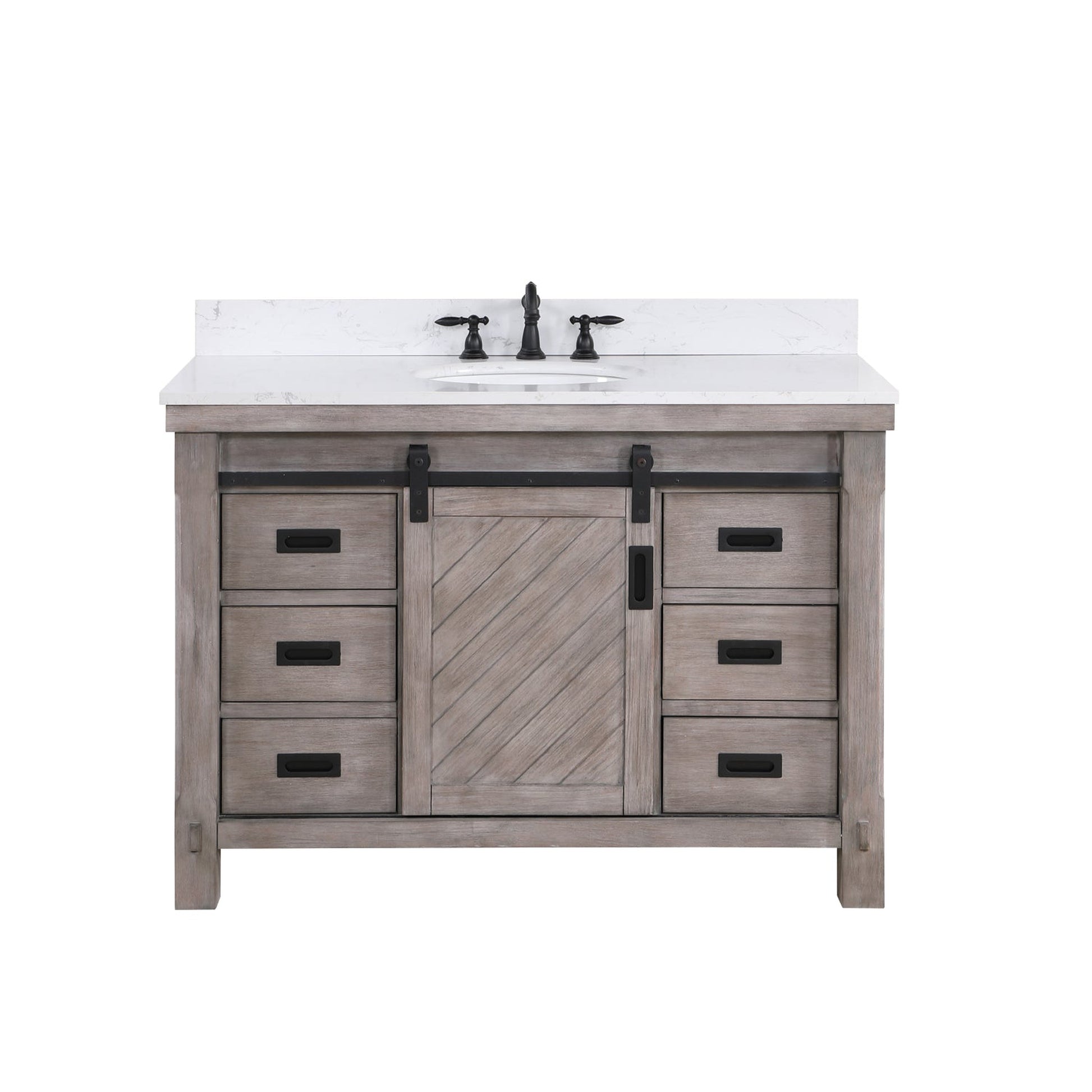 Vinnova Cortes 48" Single Sink Bath Vanity In Classical Grey Finish With White Composite Countertop