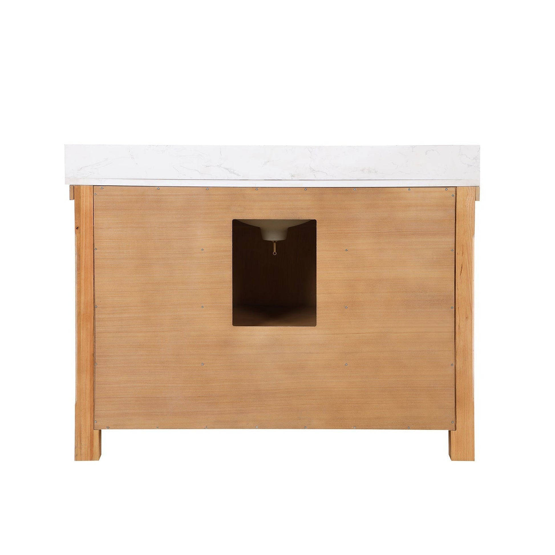 Vinnova Cortes 48" Single Sink Bath Vanity In Weathered Pine Finish With White Composite Countertop