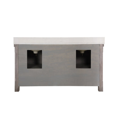 Vinnova Cortes 60" Double Sink Bath Vanity In Classical Grey Finish With White Composite Countertop