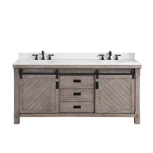 Vinnova Cortes 72" Double Sink Bath Vanity In Classical Grey Finish With White Composite Countertop