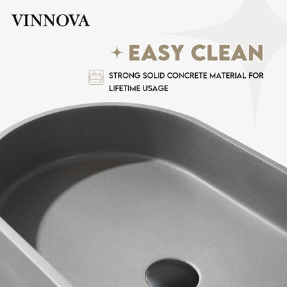 Vinnova Eibar 24" Grey Concrete Oval Vessel Bathroom Sink