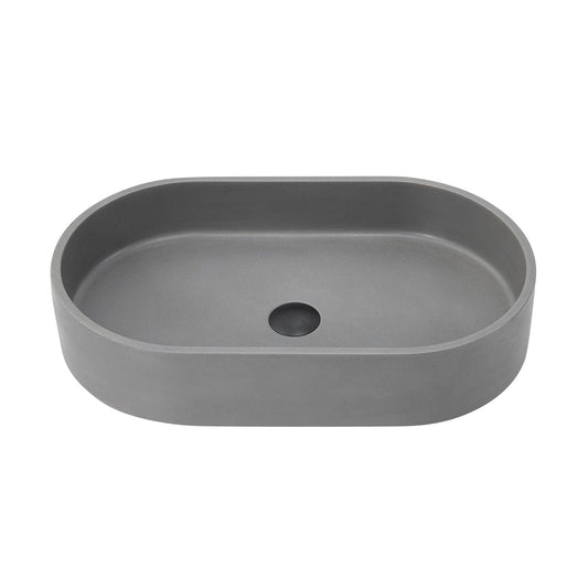 Vinnova Eibar 24" Grey Concrete Oval Vessel Bathroom Sink