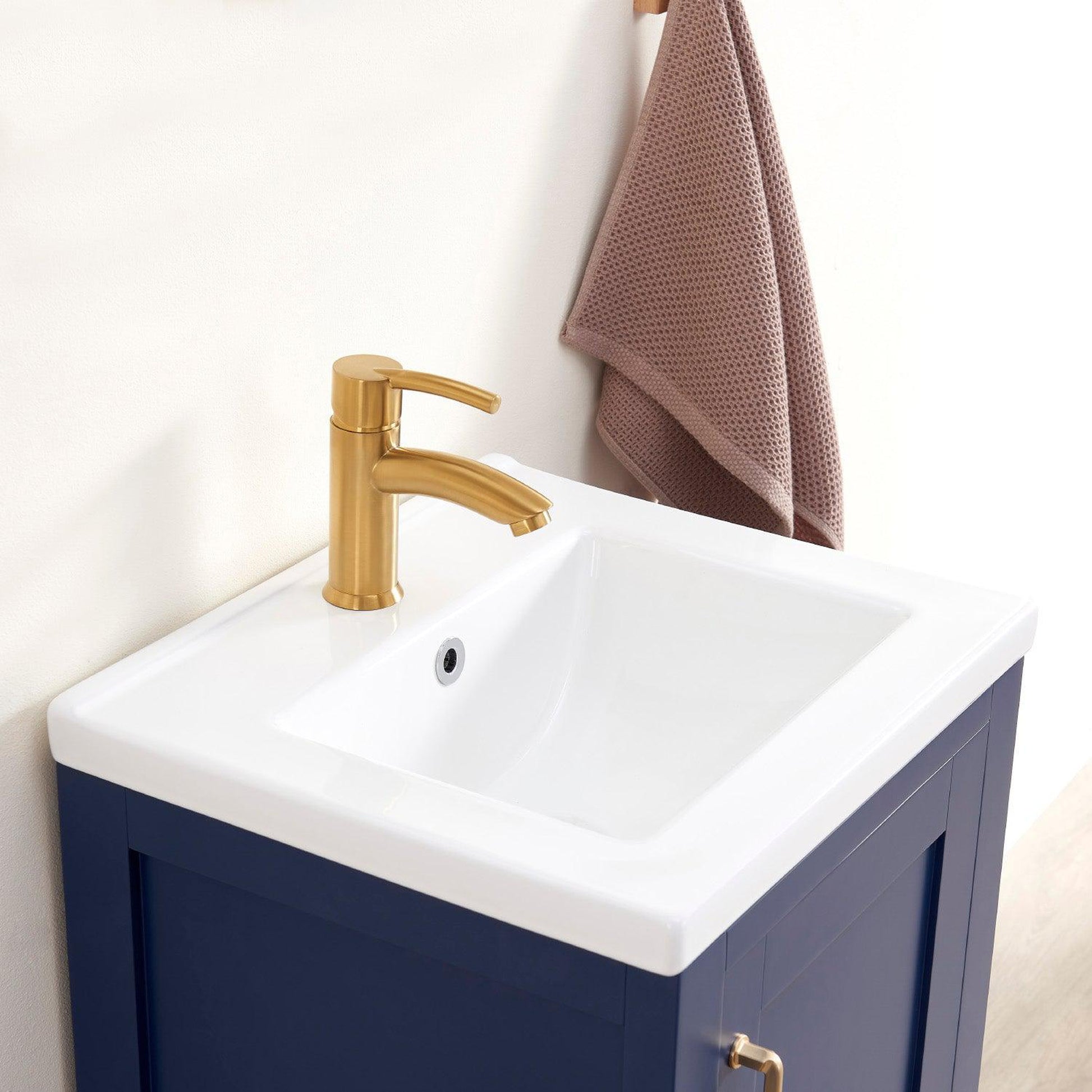 Vinnova Gela 18" Single Sink Bath Vanity In Royal Blue With White Drop-In Ceramic Basin