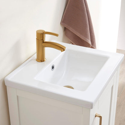 Vinnova Gela 18" Single Sink Bath Vanity In White With Drop-In White Ceramic Basin