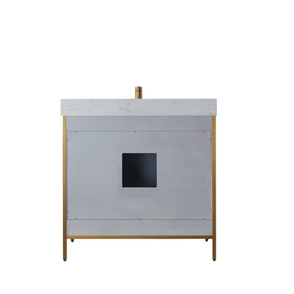 Vinnova Granada 36" Single Vanity In Paris Grey With White Composite Grain Stone Countertop