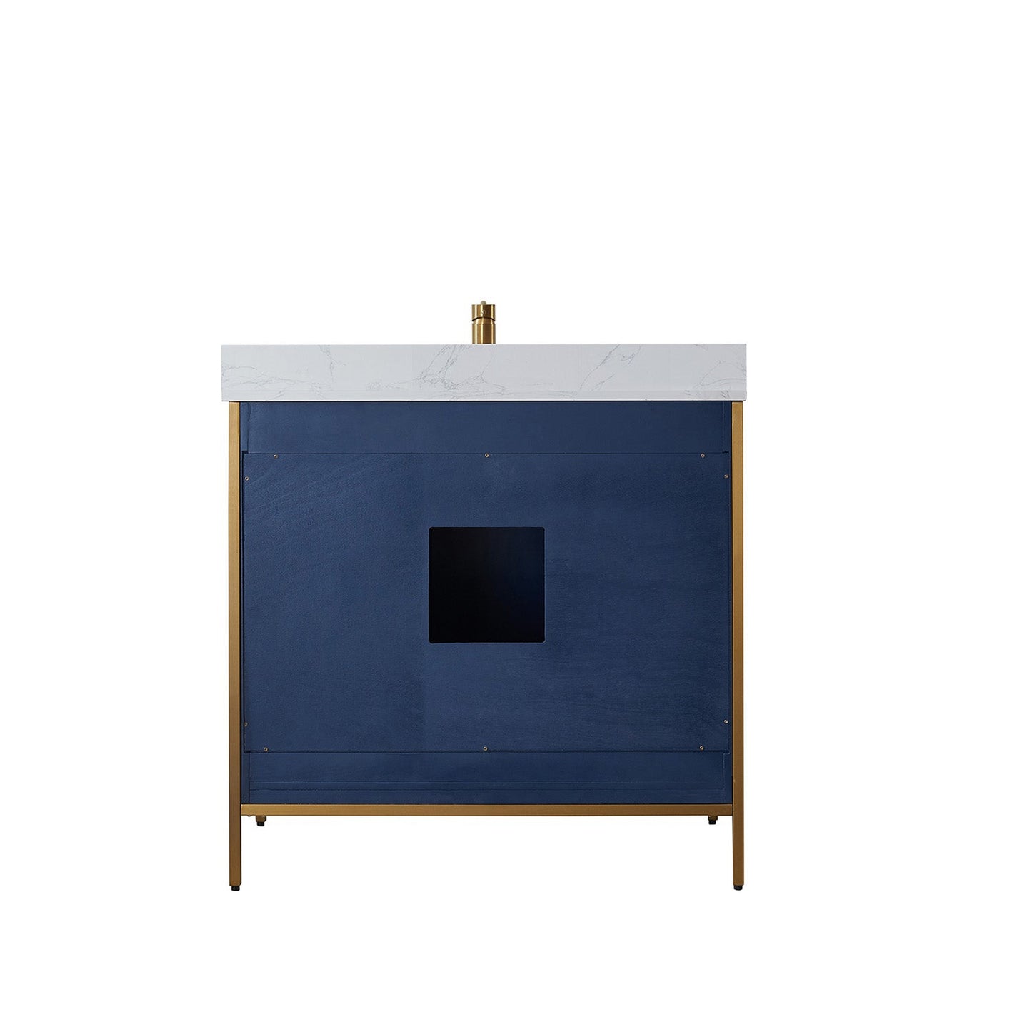 Vinnova Granada 36" Single Vanity In Royal Blue With White Composite Grain Stone Countertop