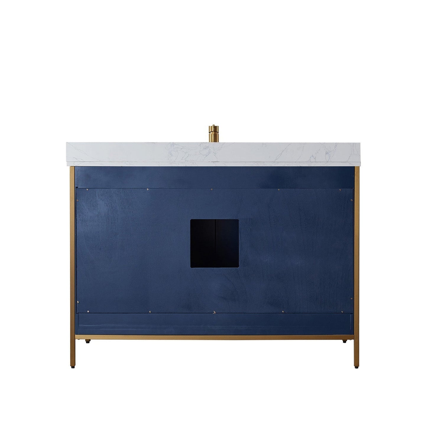 Vinnova Granada 48" Single Vanity In Royal Blue With White Composite Grain Stone Countertop