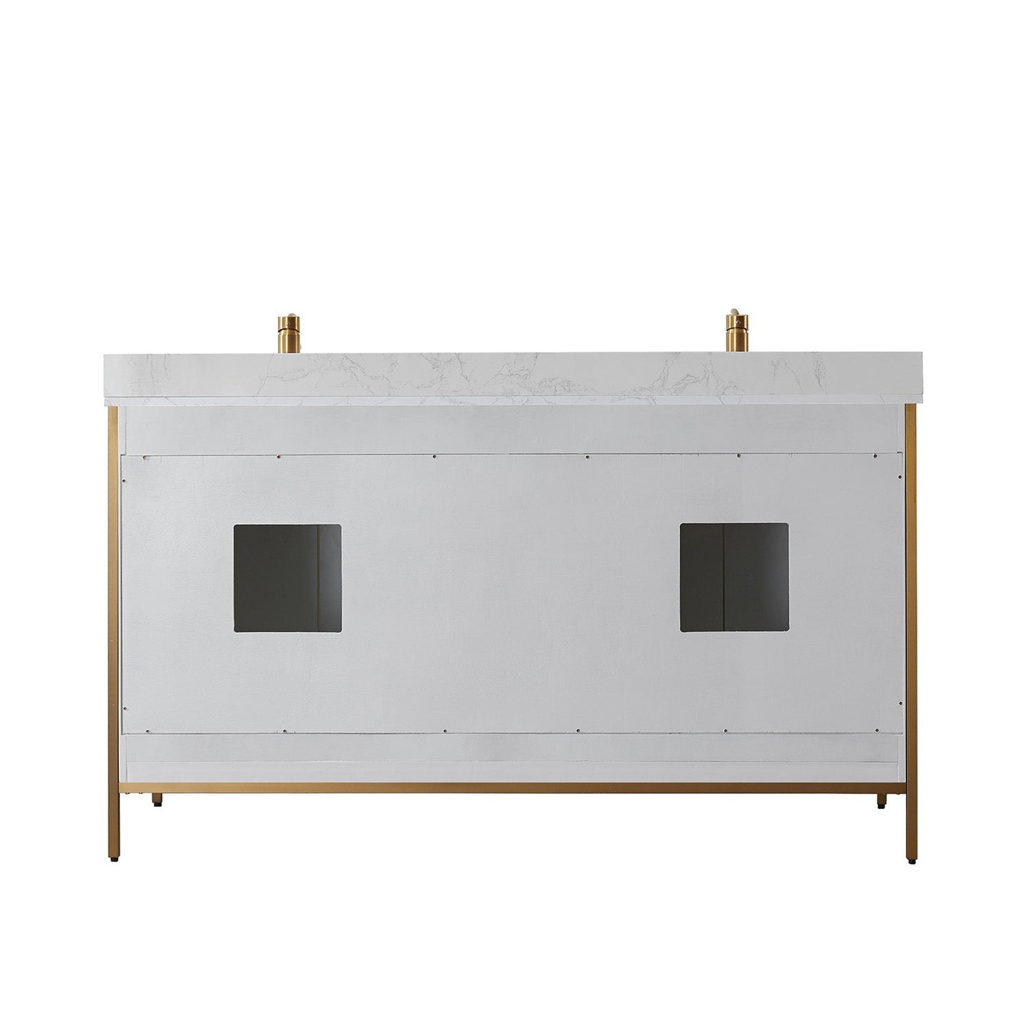 Vinnova Granada 60" Double Vanity In White With White Composite Grain Stone Countertop