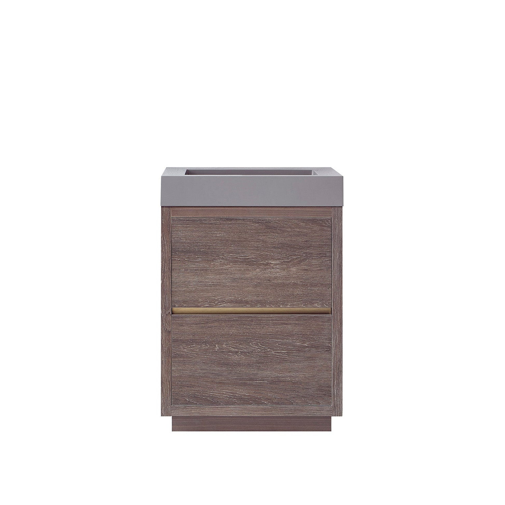 Vinnova Huesca 24" Single Sink Bath Vanity In North Carolina Oak With Grey Composite Integral Square Sink Top