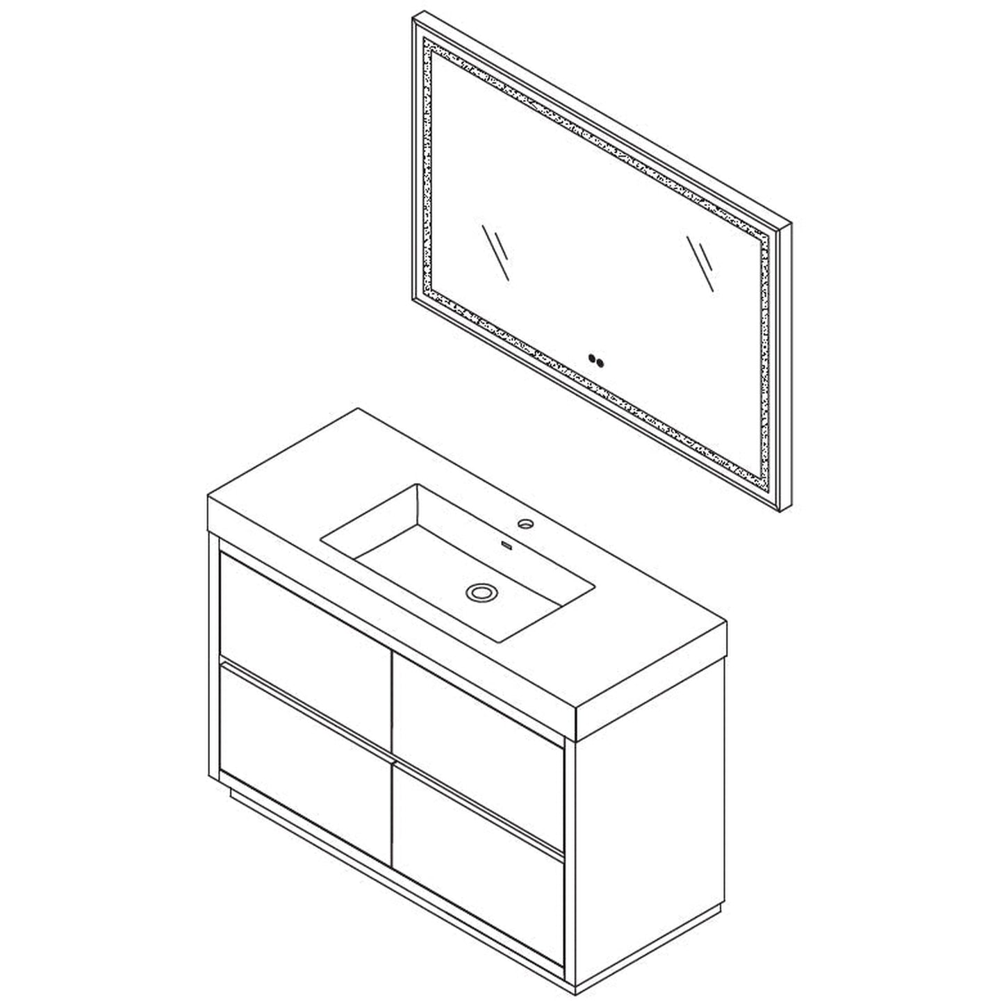 Vinnova Huesca 48" Single Sink Bath Vanity In North American Oak With White Composite Integral Square Sink Top