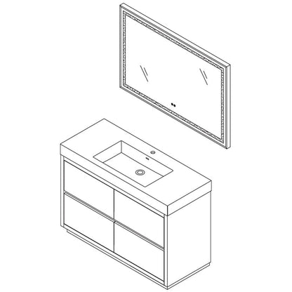 Vinnova Huesca 48" Single Sink Bath Vanity In North American Oak With White Composite Integral Square Sink Top