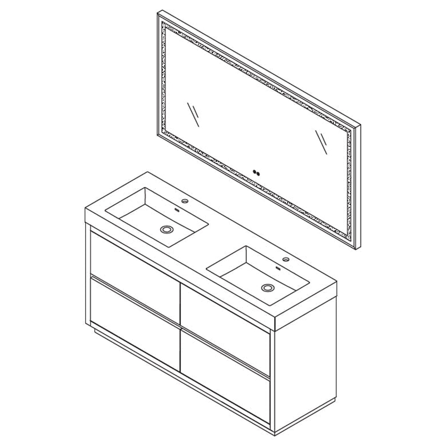 Vinnova Huesca 60" Double Sink Bath Vanity In North American Oak With White Composite Integral Square Sink Top