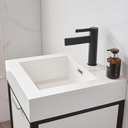 Vinnova Marcilla 18" Single Sink Bath Vanity In White With One-Piece Composite Stone Sink Top
