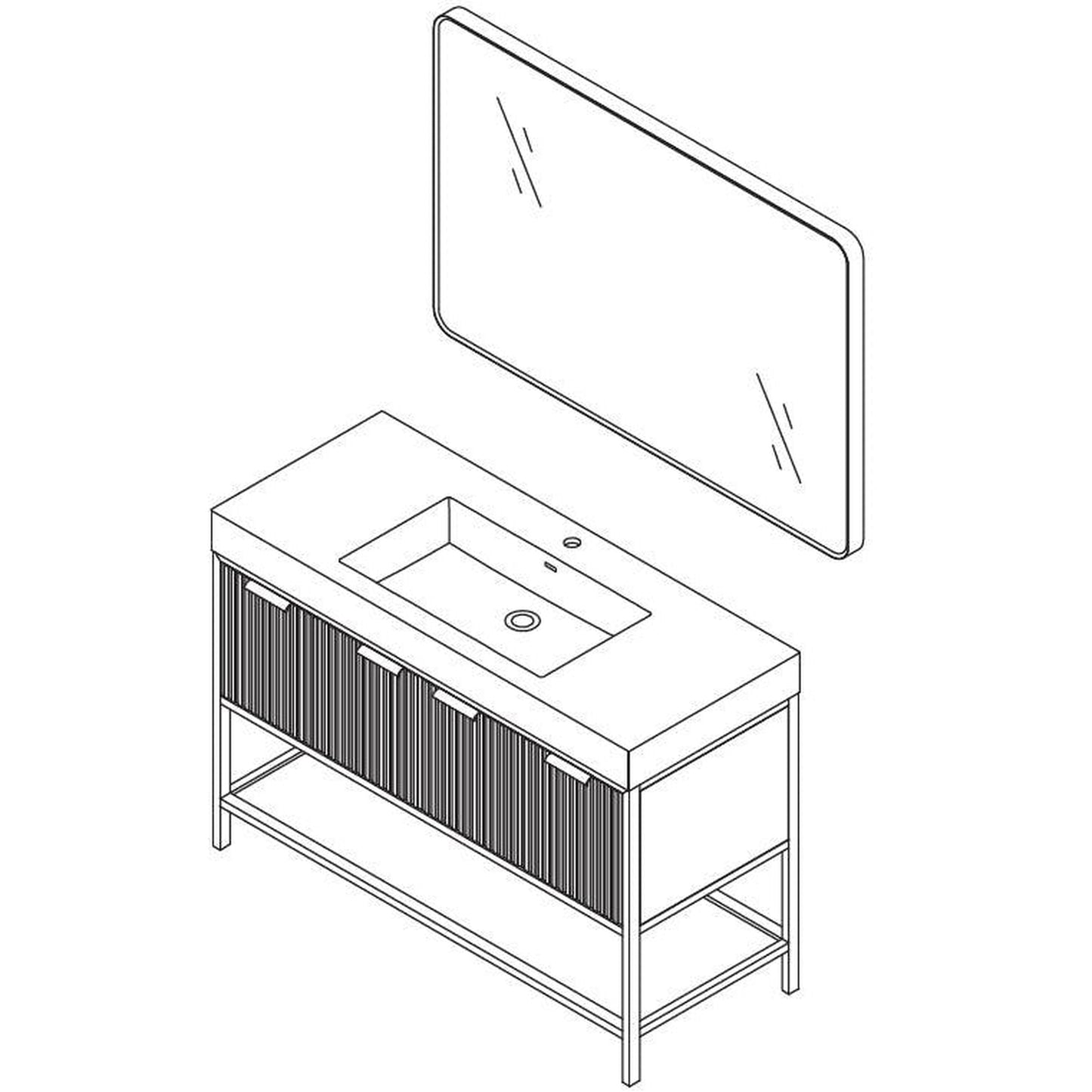 Vinnova Marcilla 48" Single Sink Bath Vanity In White With One-Piece Composite Stone Sink Top