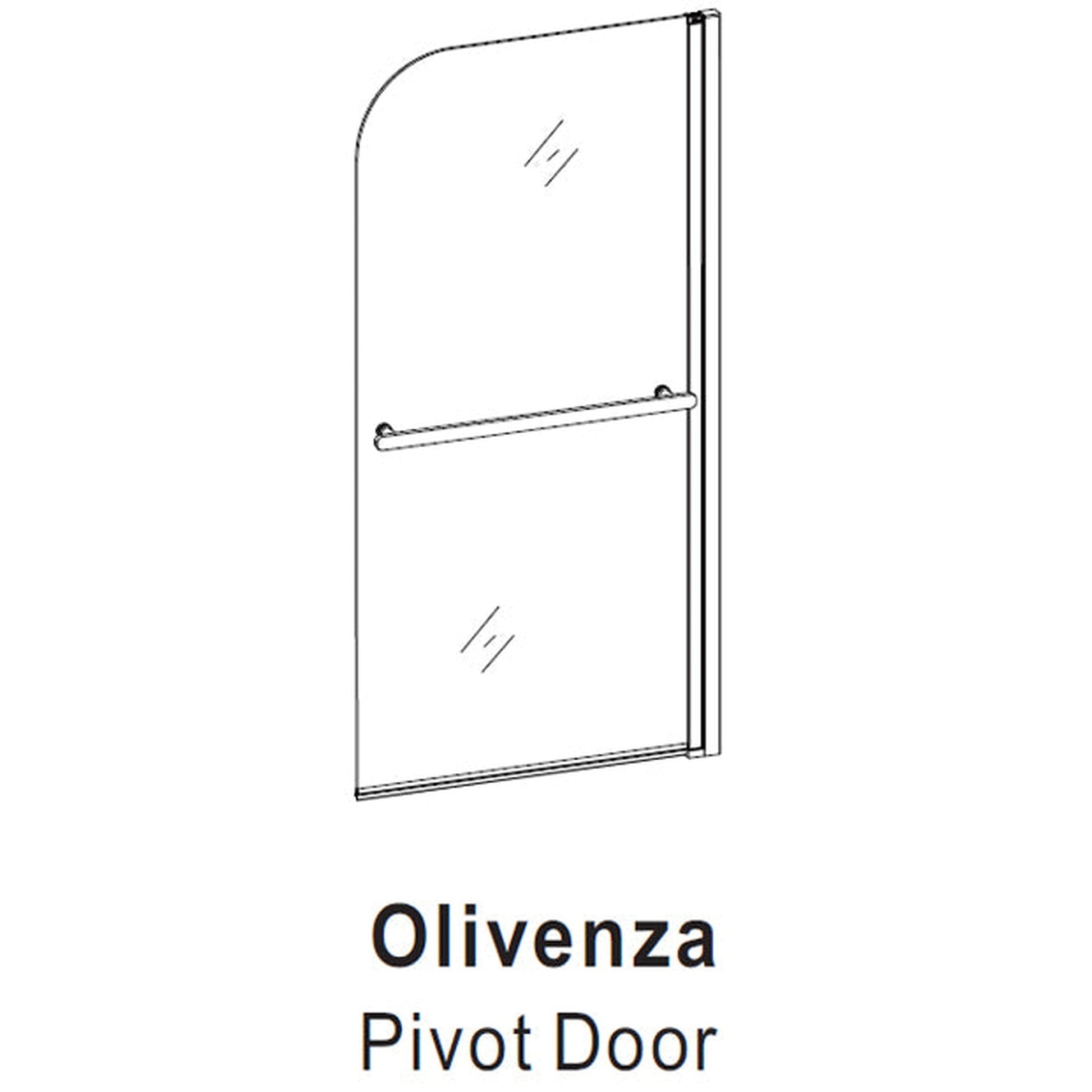 Vinnova Olivenza 31" x 55" Hinged Frameless Tub Door in Polished Chrome Finish