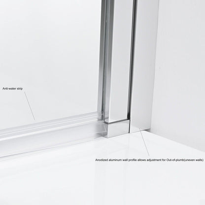 Vinnova Olivenza 31" x 55" Hinged Frameless Tub Door in Polished Chrome Finish