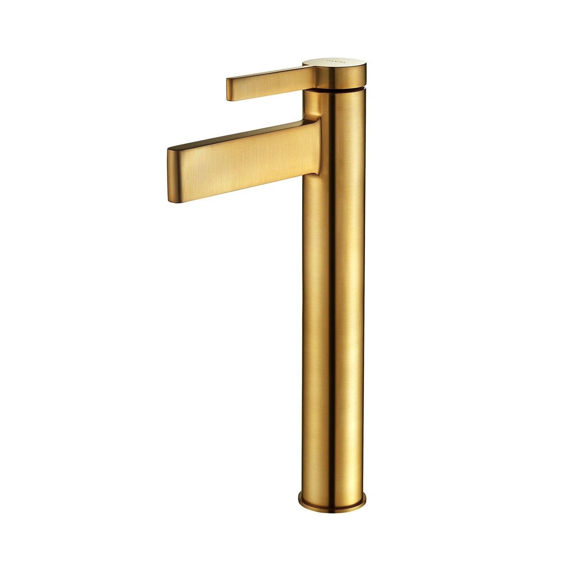 Vinnova Oviedo 12" Single High-Handle Hole Lever Vessel Brushed Gold Bathroom Faucet