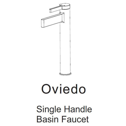 Vinnova Oviedo 12" Single High-Handle Hole Lever Vessel Brushed Gold Bathroom Faucet