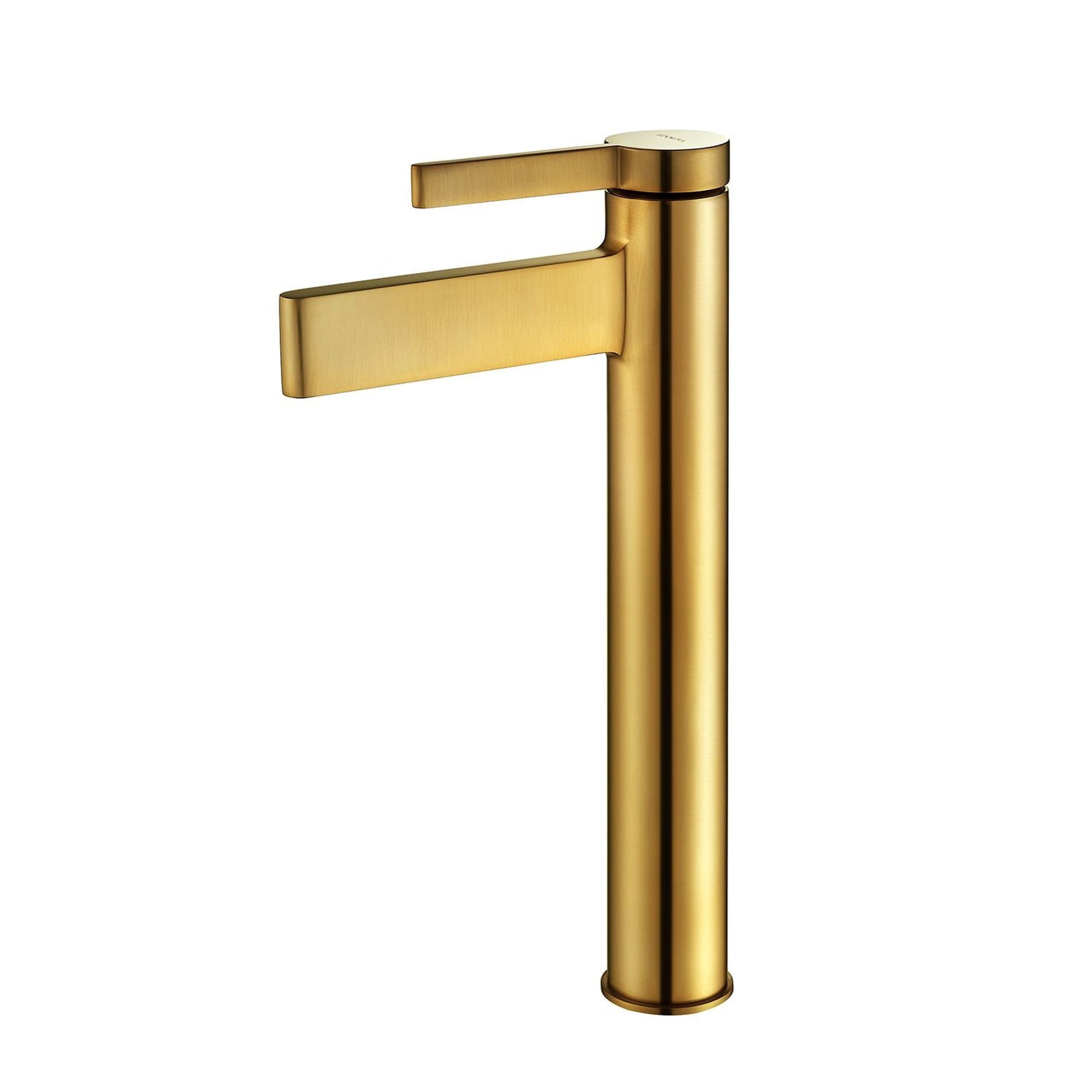 Vinnova Oviedo 12" Single High-Handle Hole Lever Vessel Brushed Gold Bathroom Faucet