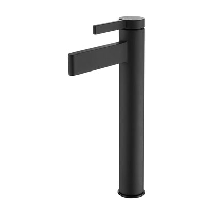 Vinnova Oviedo 12" Single High-Handle Hole Lever Vessel Matte Black Bathroom Faucet