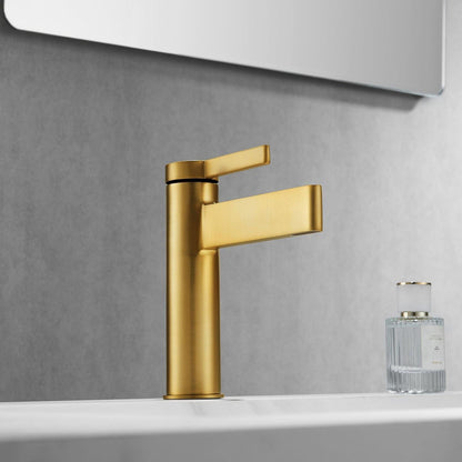 Vinnova Oviedo 8" Single Low-Handle Hole Lever Vessel Brushed Gold Bathroom Faucet