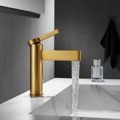 Vinnova Oviedo 8" Single Low-Handle Hole Lever Vessel Brushed Gold Bathroom Faucet