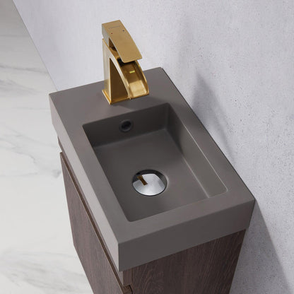 Vinnova Palencia 16" Single Sink Wall-Mount Bath Vanity In North Carolina Oak With Grey Composite Integral Square Sink Top