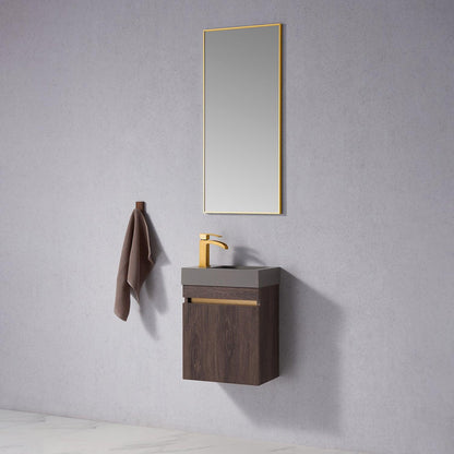 Vinnova Palencia 16" Single Sink Wall-Mount Bath Vanity In North Carolina Oak With Grey Composite Integral Square Sink Top And Mirror