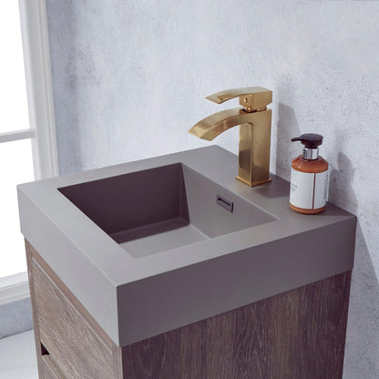 Vinnova Palencia 18" Single Sink Wall-Mount Bath Vanity In North Carolina Oak With Grey Composite Integral Square Sink Top