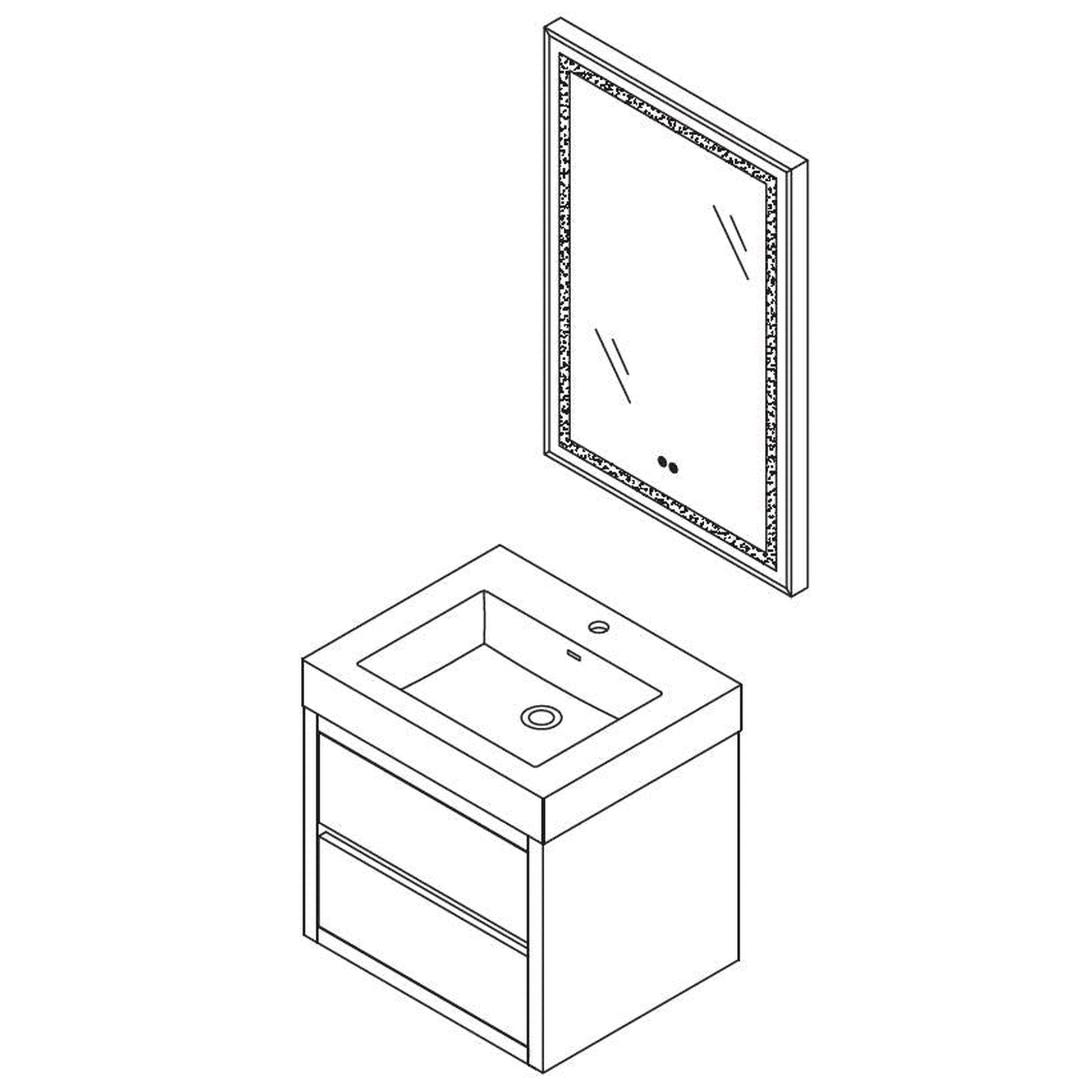 Vinnova Palencia 24" Single Sink Wall-Mount Bath Vanity In North Carolina Oak With Grey Composite Integral Square Sink Top