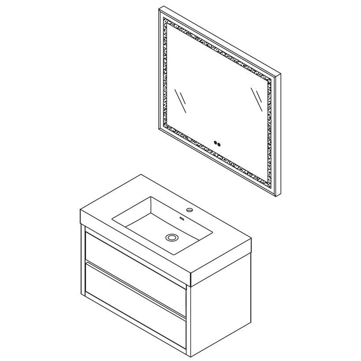 Vinnova Palencia 36" Single Sink Wall-Mount Bath Vanity In North American Oak With White Composite Integral Square Sink Top