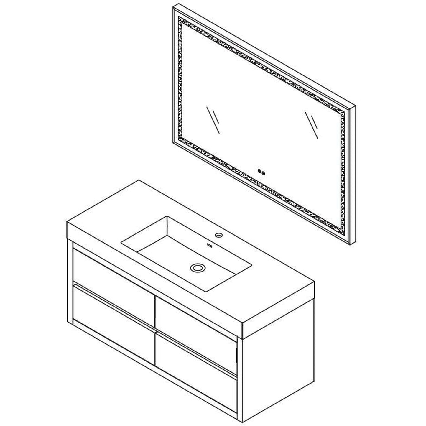 Vinnova Palencia 48" Single Sink Wall-Mount Bath Vanity In North American Oak With White Composite Integral Square Sink Top