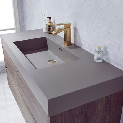 Vinnova Palencia 48" Single Sink Wall-Mount Bath Vanity In North Carolina Oak With Grey Composite Integral Square Sink Top